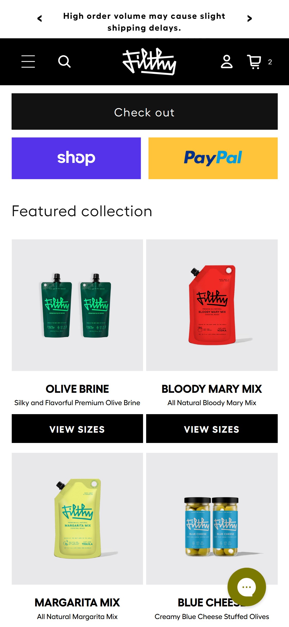 Filthy Food â€” Cart Without Cross-Sell