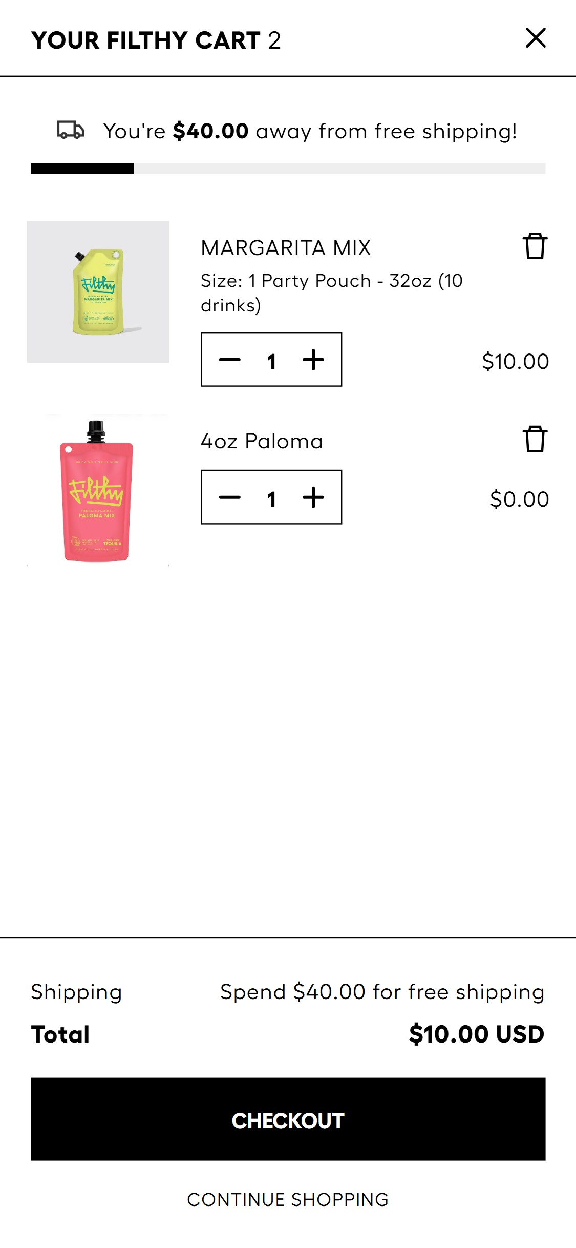 Filthy Food â€” Cart Checkout Zone Without Trust Badges