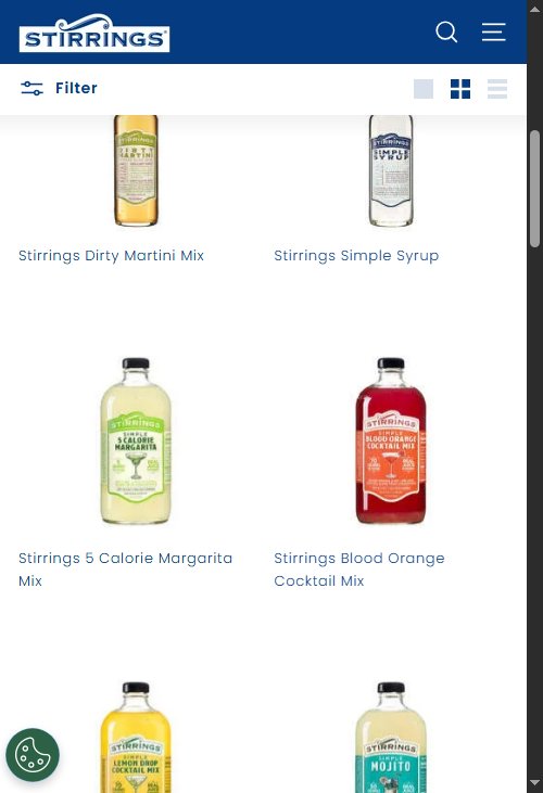 Stirrings â€” Homepage with Quick-Add CTAs
