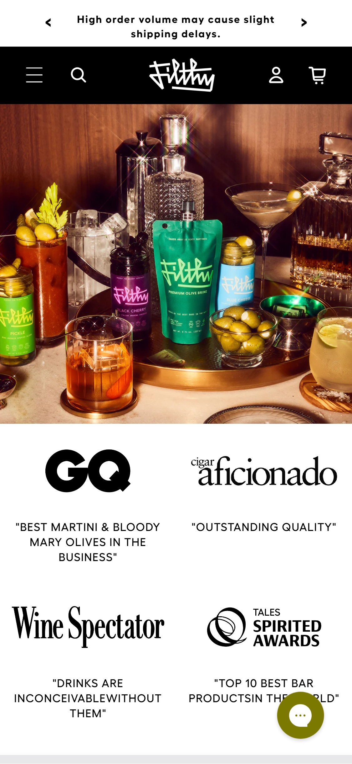 Filthy Food â€” Homepage Product Tiles With No Quick-Add CTA