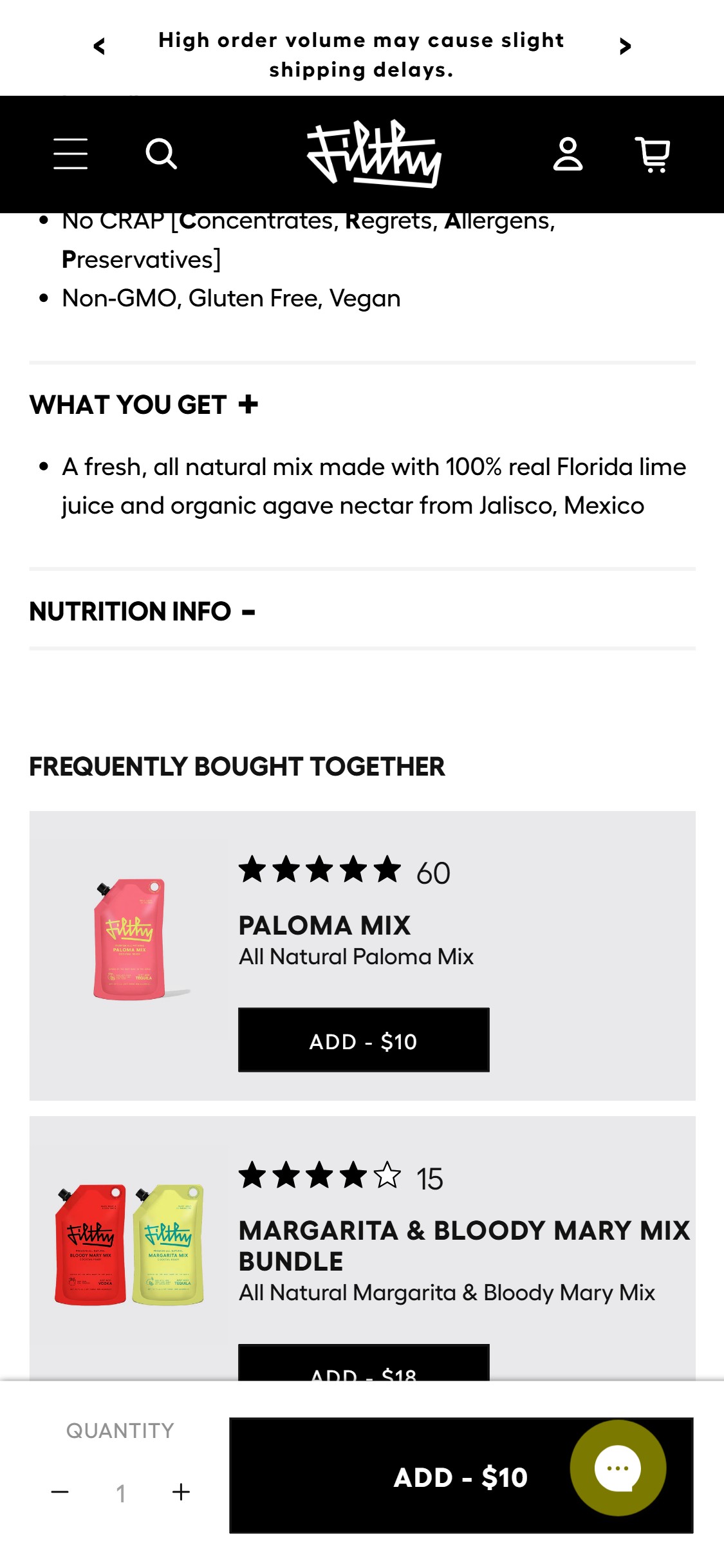 Filthy Food â€” Collapsed Nutrition Accordion