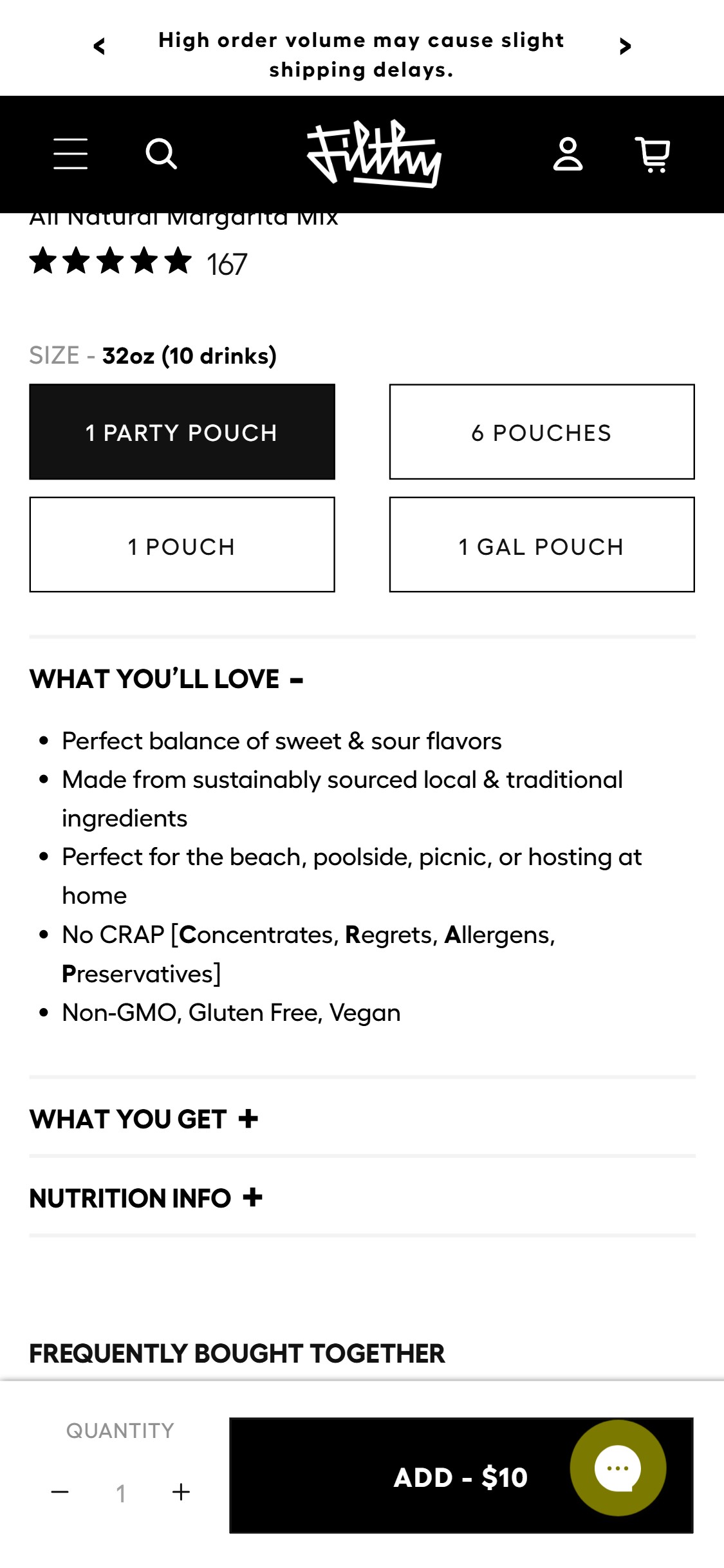 Filthy Food â€” No Subscribe & Save on PDP
